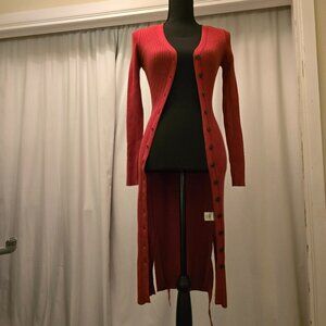 Hippie Rose Duster Cardigan Dark Coral XS